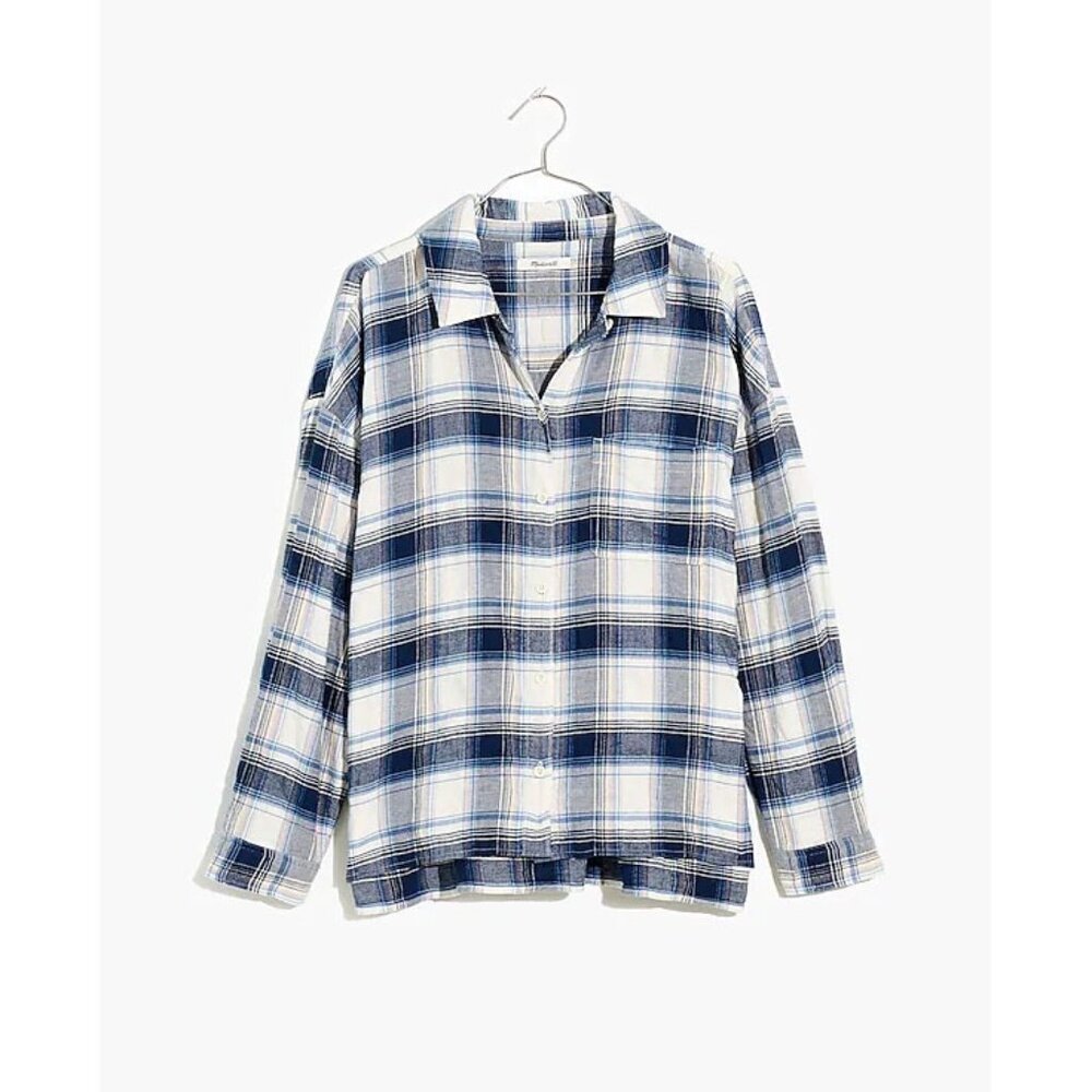 Madewell NWT Large Flannel Long-Sleeve Boxy Shirt Herringbone Classic Retail $92